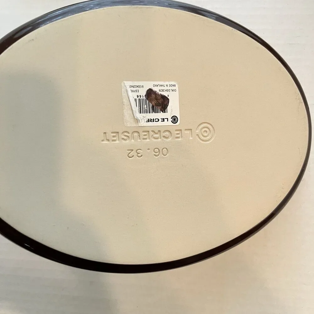 Le Creuset Poterie Oval 11” Espresso Looks Unused Enamel Stoneware Baker 28 cm